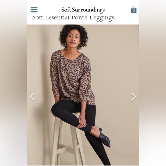 SOFT SURROUNDINGS Black Essential Ponte Knit Leggings Pants Pill On Waist Ankle - Picture 9 of 9